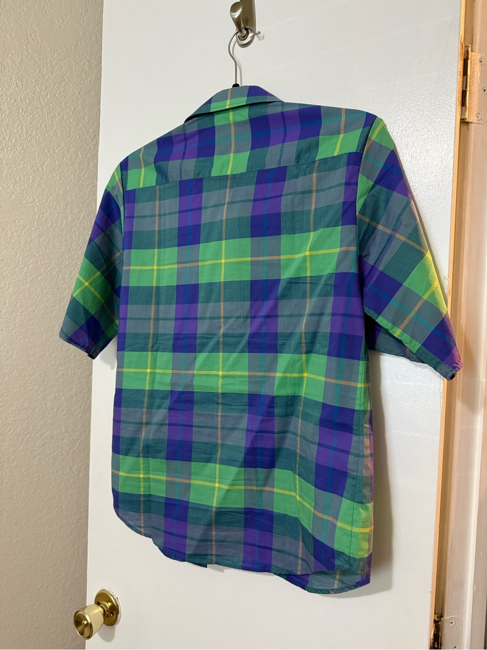 Moschino Plaid Button-Up Shirt in Green, Blue & Purple - Picture 5 of 5